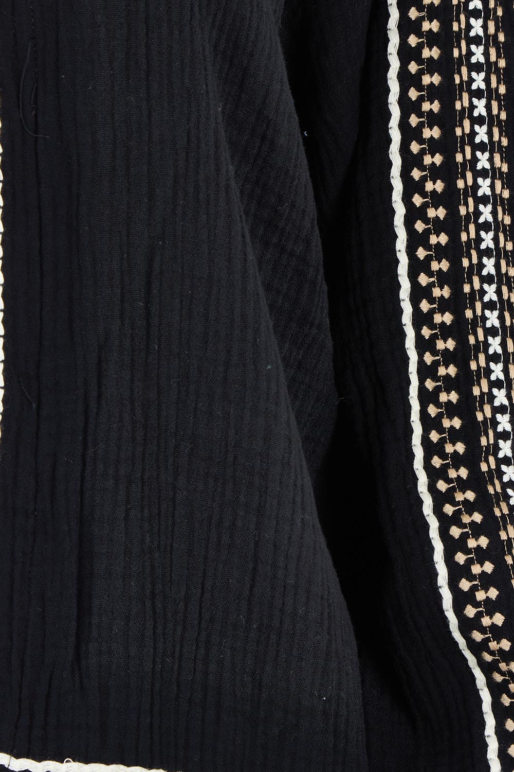 Product shot of the Cross Stitch Cotton Jacket in colour Black (Black), detail