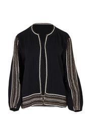 Product shot of the Cross Stitch Cotton Jacket in colour Black (Black), from the front