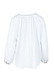Product shot of the Cross Stitch Embroidered Cotton Top in colour White (White), from the back