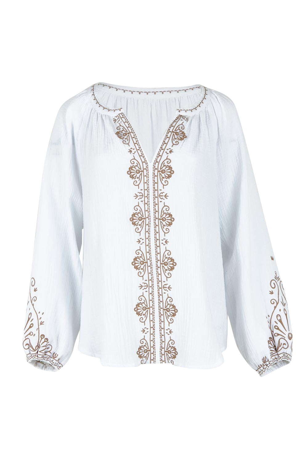 Product shot of the Cross Stitch Embroidered Cotton Top in colour White (White), from the front