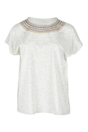 Product shot of the Cross Stitch Cotton Tee in colour Natural, from the front