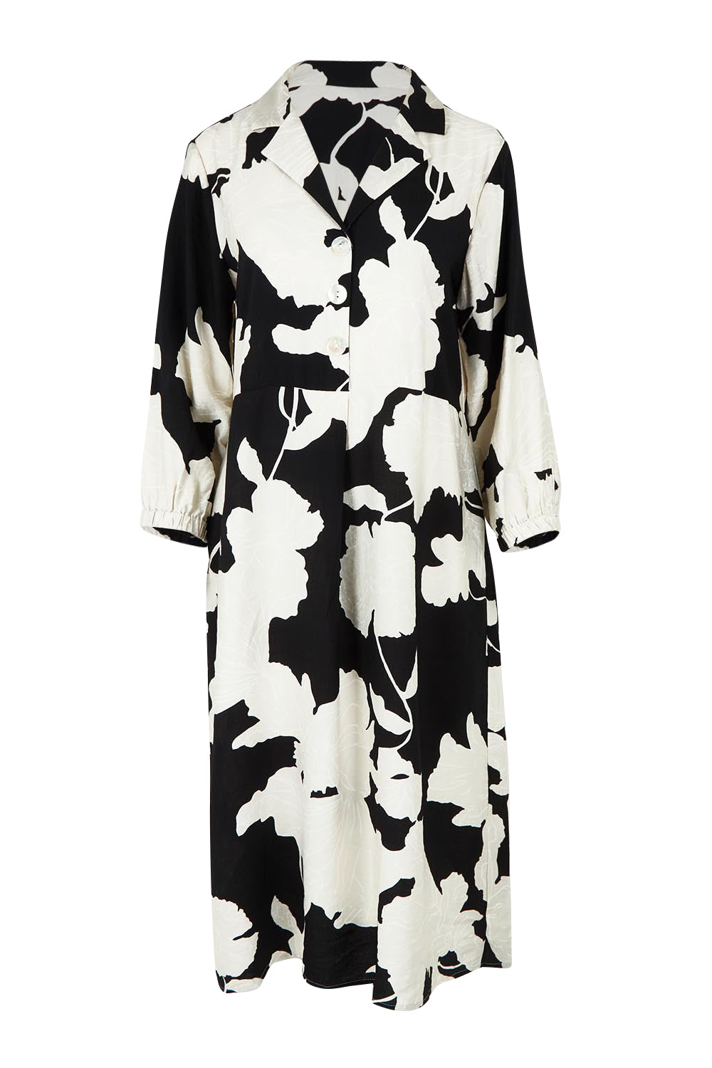 Product shot of the Barcelona Dress in colour Black, from the front