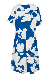 Product shot of the Barcelona Dress in colour Blue (Blue), from the back
