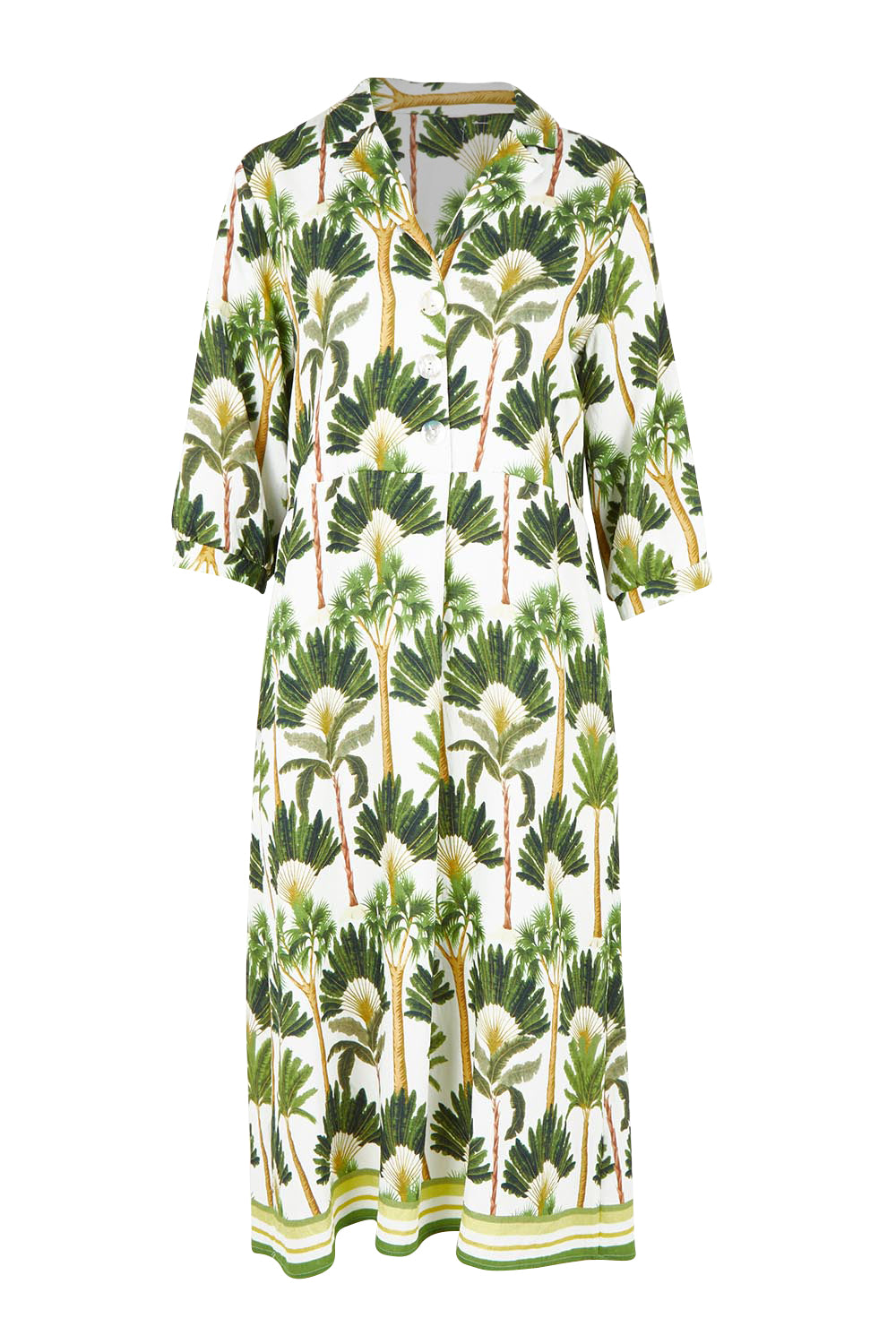 Product shot of the Amazon Print Dress in colour Green (Green), from the front