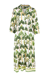 Product shot of the Amazon Print Dress in colour Green (Green), from the front