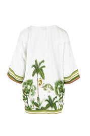Product shot of the Amazon V Neck Top in colour Green (Green), from the back