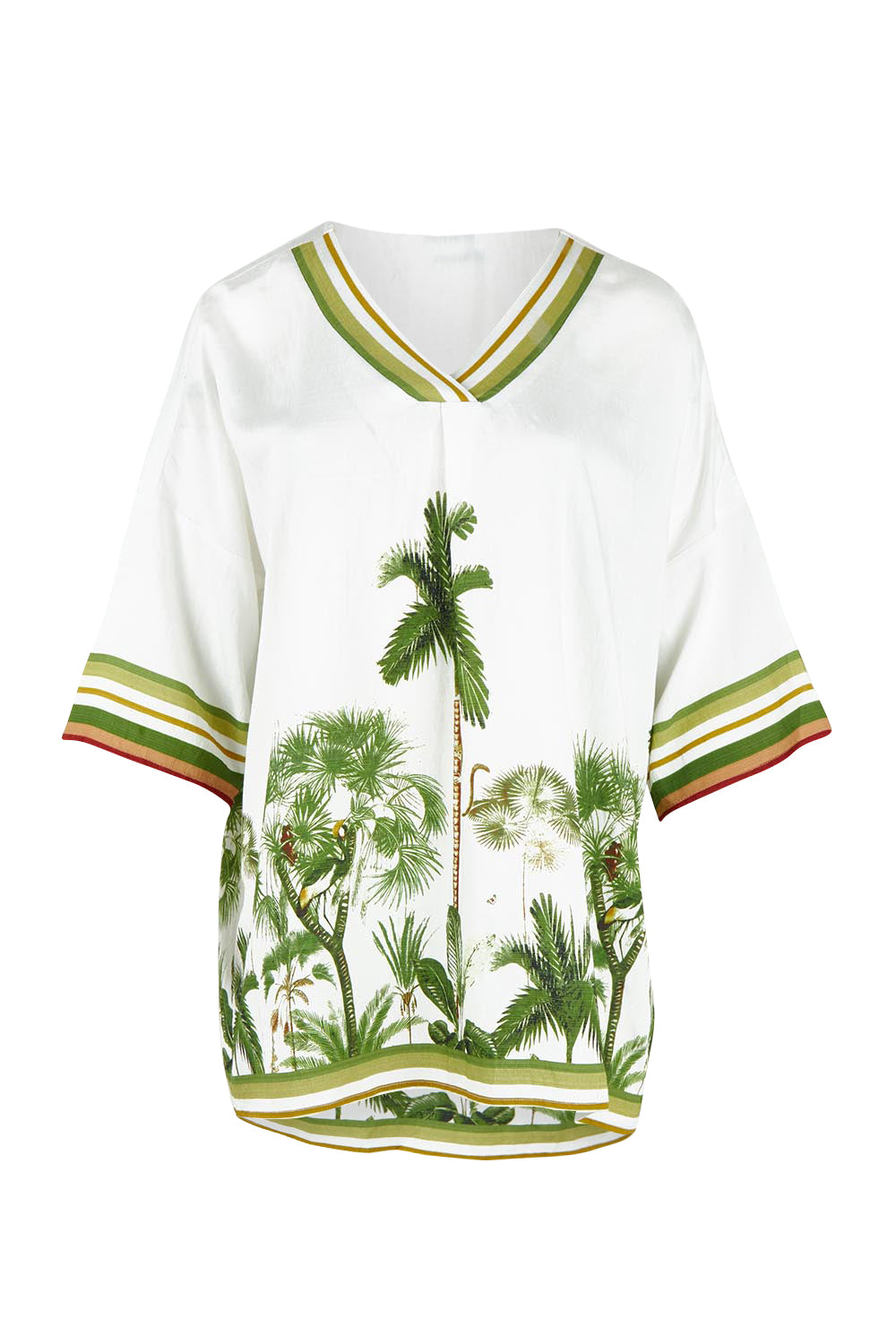 Product shot of the Amazon V Neck Top in colour Green (Green), from the front