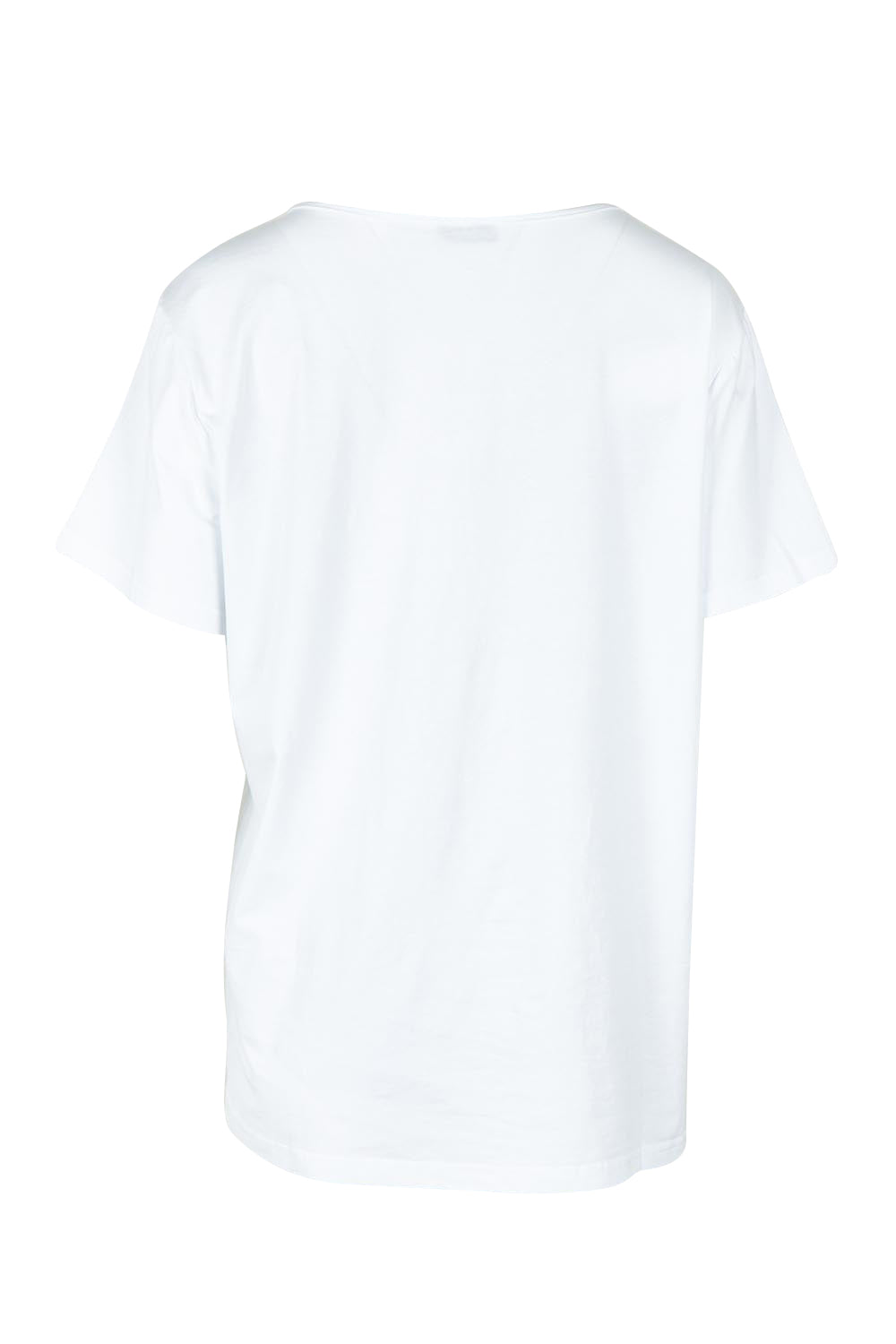 Product shot of the Geometric Linen Cotton Top in colour Navy (White), from the back