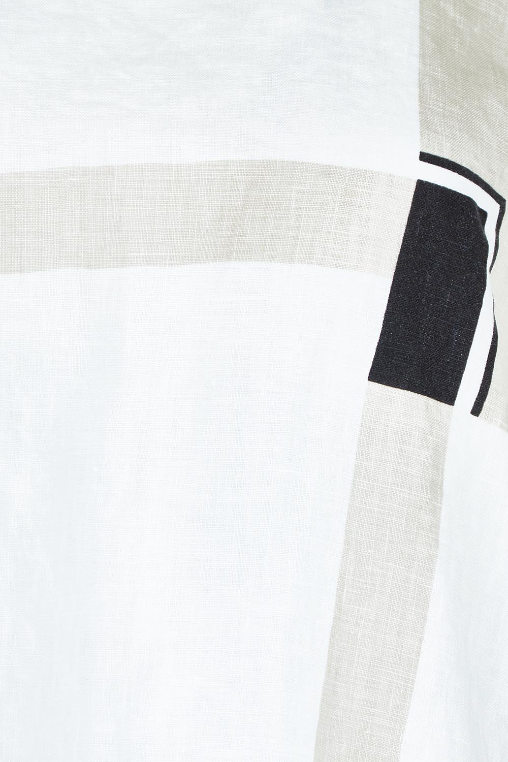 Product shot of the Geometric Linen Cotton Top in colour Navy (White), detail