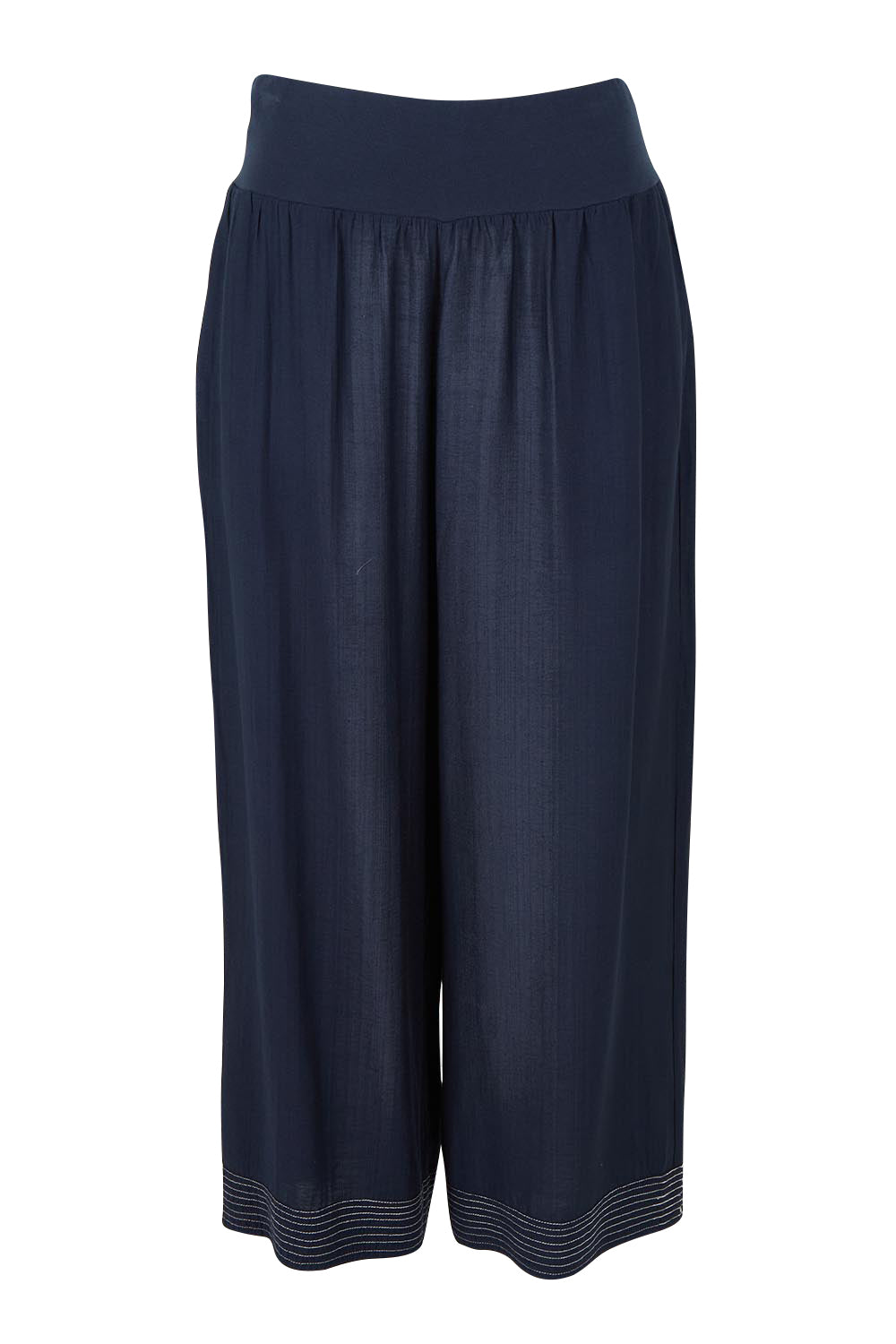 Product shot of the Top Stitch Pant in colour Navy (Blue), from the front