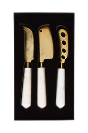 Product shot of the Copper Marble Cheese Knife Set Of 3 in colour Copper (Metallics), from the front