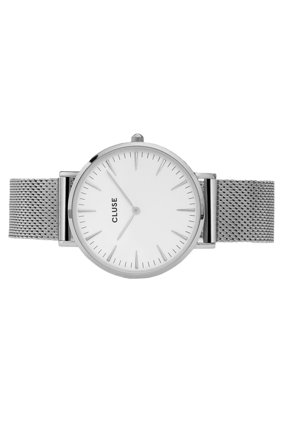 Product shot of the La Boheme Mesh Watch in colour SilverWh (Metallics), detail