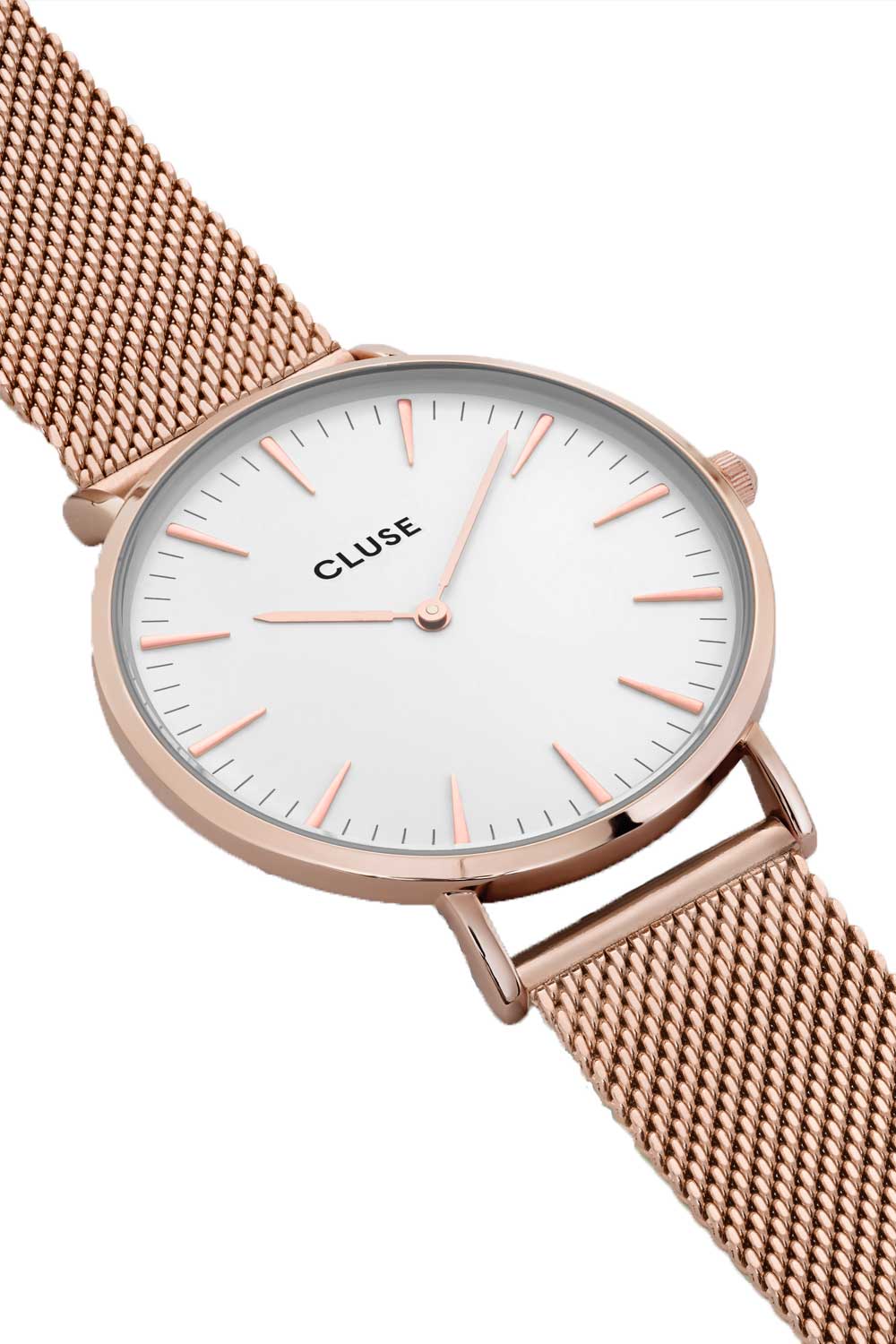 Product shot of the La Boheme Mesh Watch in colour RoseGoldW (Metallics), detail