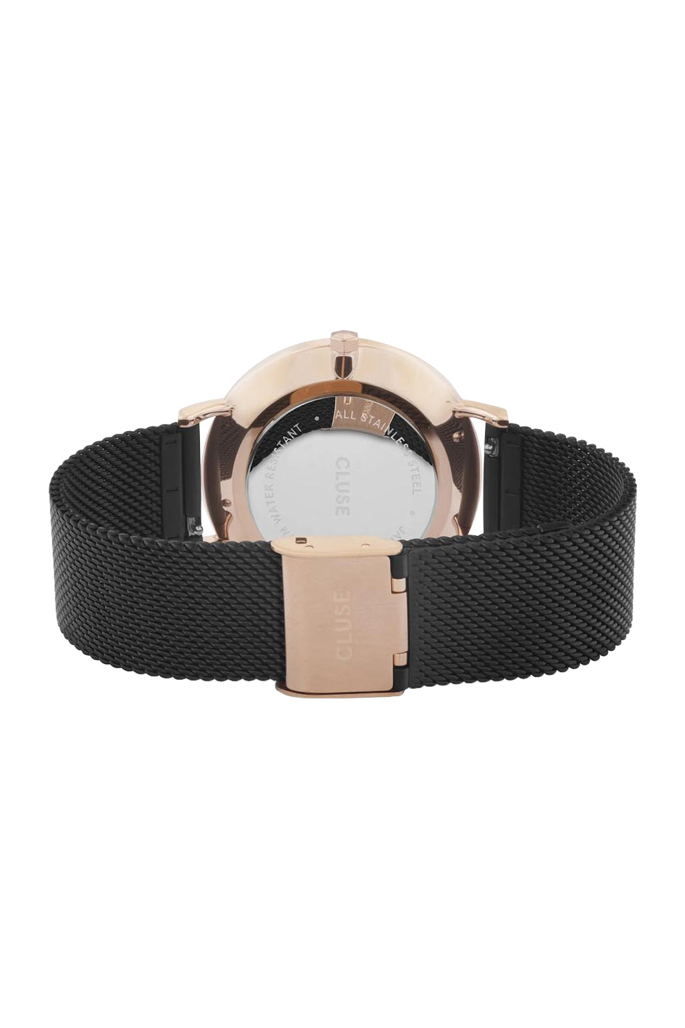 Product shot of the Chic Black Rose Gold Watch in colour Blackrose (Black), from the back