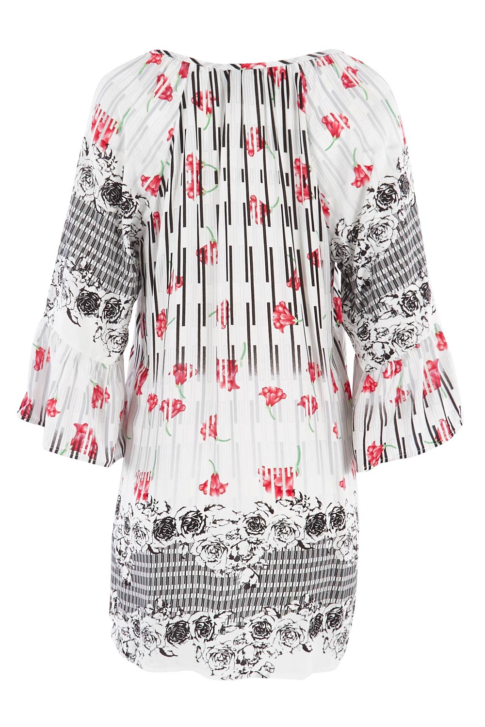 Product shot of The Summer Peasant Top in colour Ivory (White), from the back