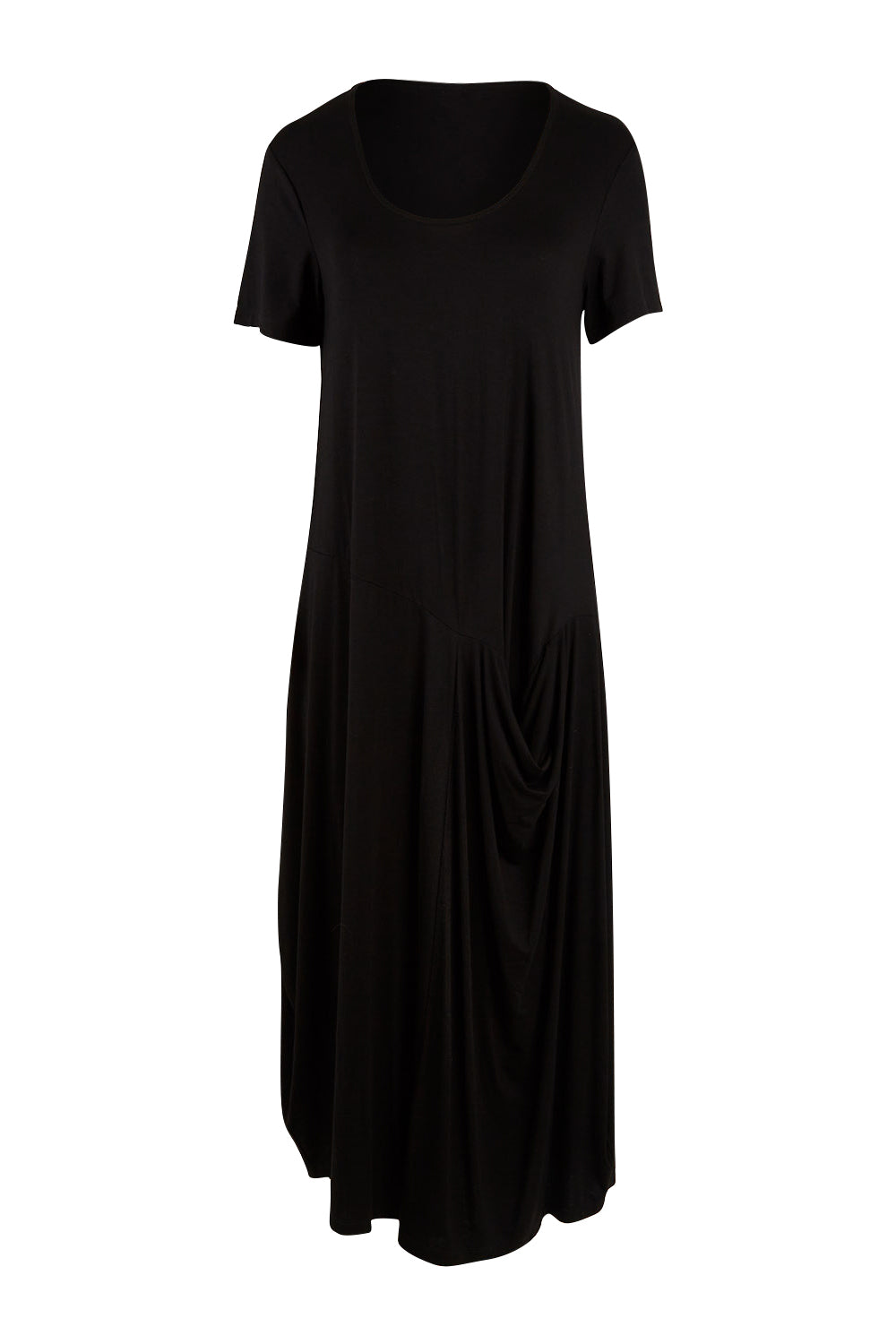 Product shot of the Summer Cotton Blend Pocket Dress in colour Black (Black), from the front