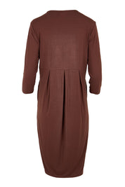 Product shot of the Box Pleat Dress – Choc in colour Choc, from the back