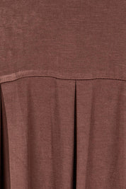 Product shot of the Box Pleat Dress – Choc in colour Choc, showing detail