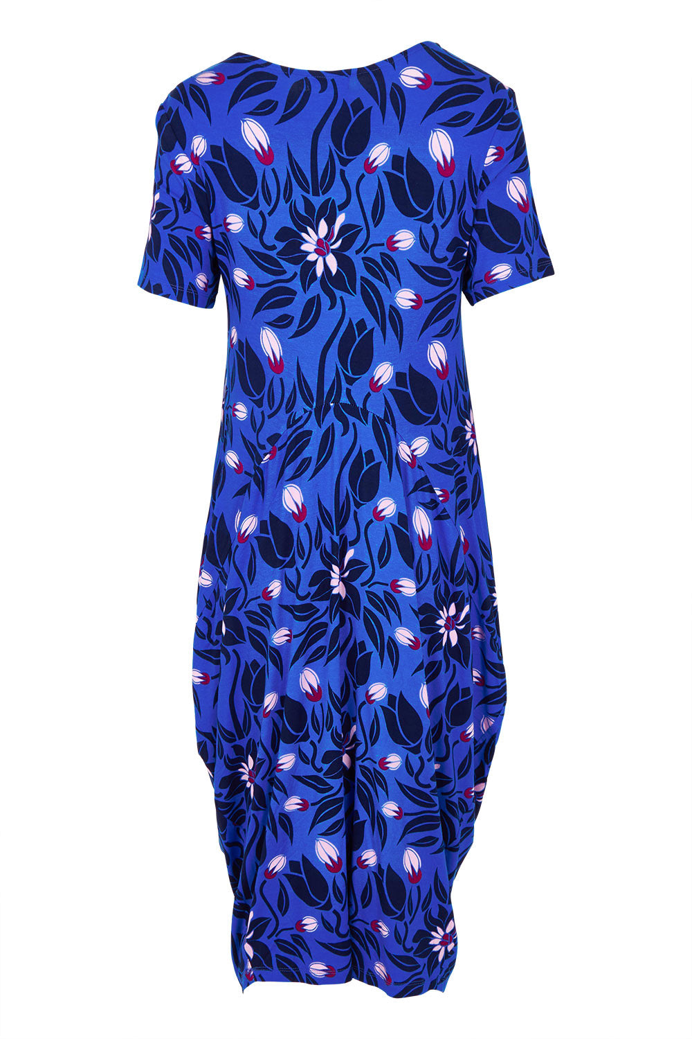 Product shot of The Bounce Dress in colour Blue (Blue), from the back