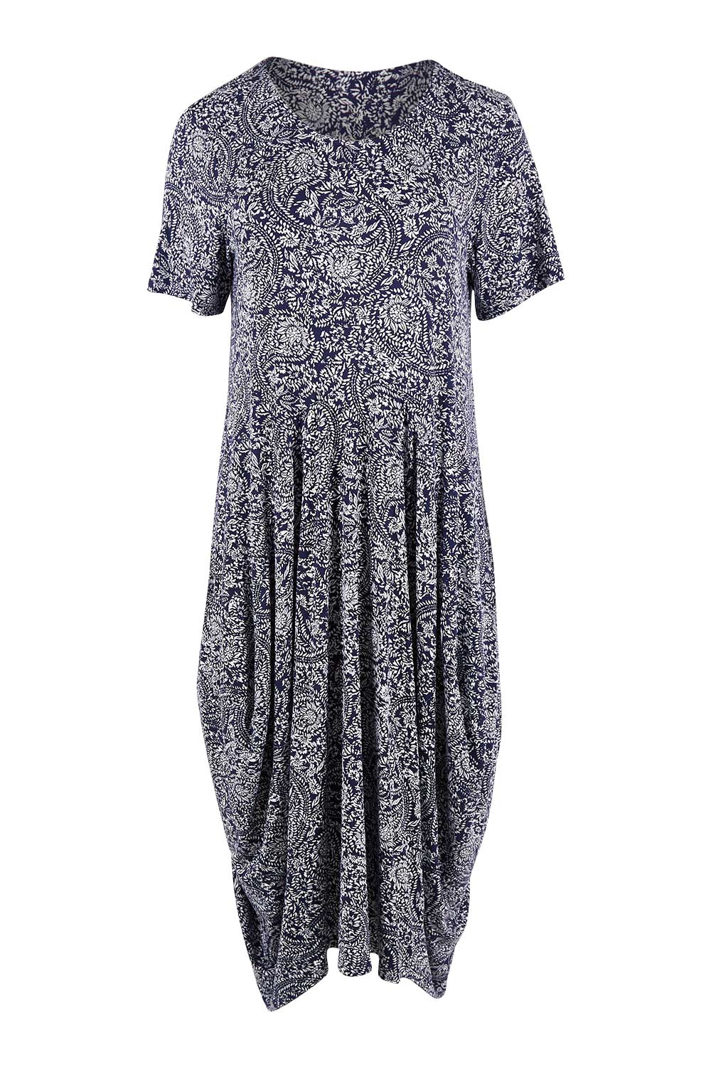 Product shot of The Bounce Dress in colour Navy (Blue), from the front