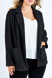 Preloved Pinstripe Jacket - Black