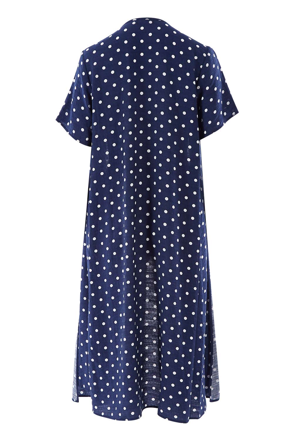 Product shot of the Dotty Jacket in colour Navyspot (Blue), from the back
