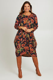 Model Monique wearing size 14 of the Bounce Dress in colour Royal (Blue), from the front, showing the whole outfit