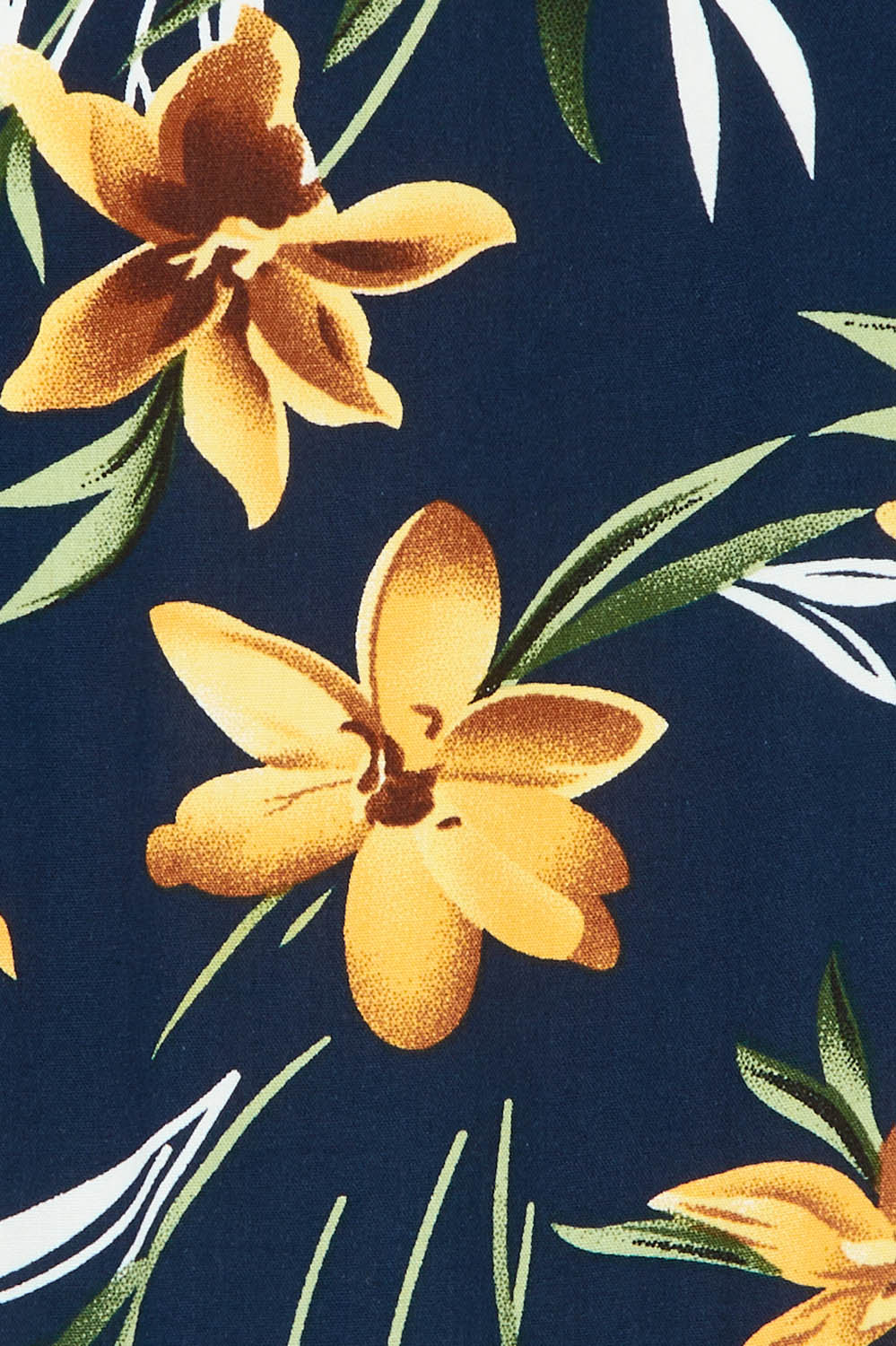 Product shot of the Printed Tier Dress in colour Navylemon (Blue), detail