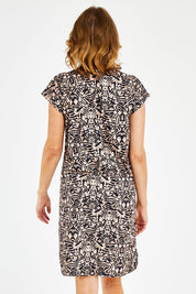 Model Naomi wearing size 10 of the Print Dress in colour Print, from the back