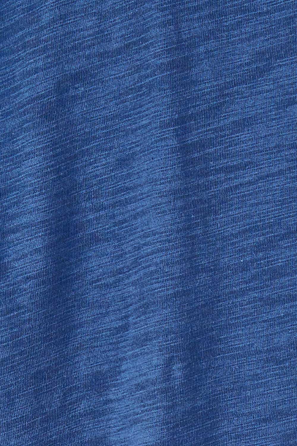 Product shot of the Ruffle 3/4 Sleeve Top in colour Navy (White), detail