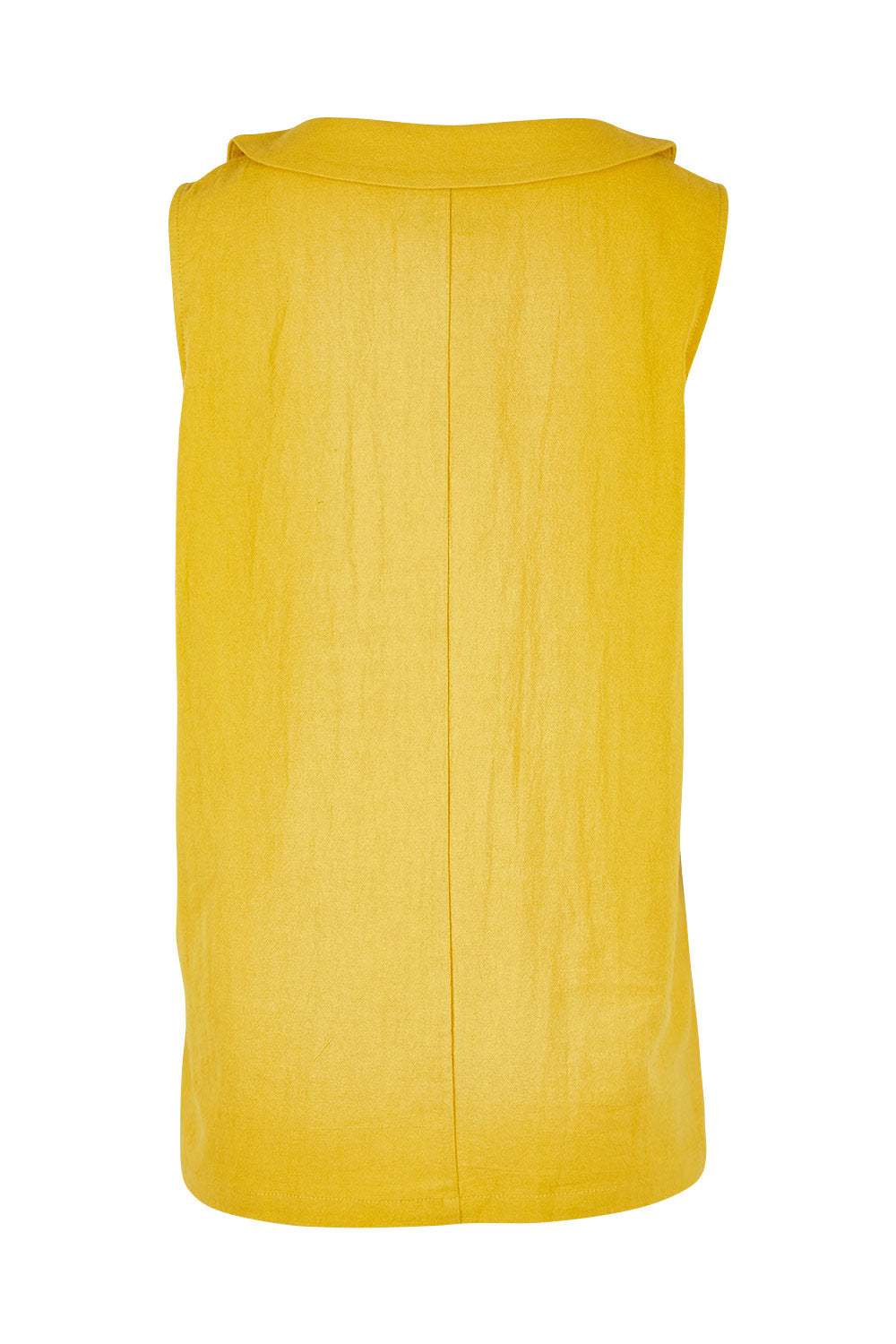 Product shot of the Upcycle Cowly Top in colour Sunflower, from the back