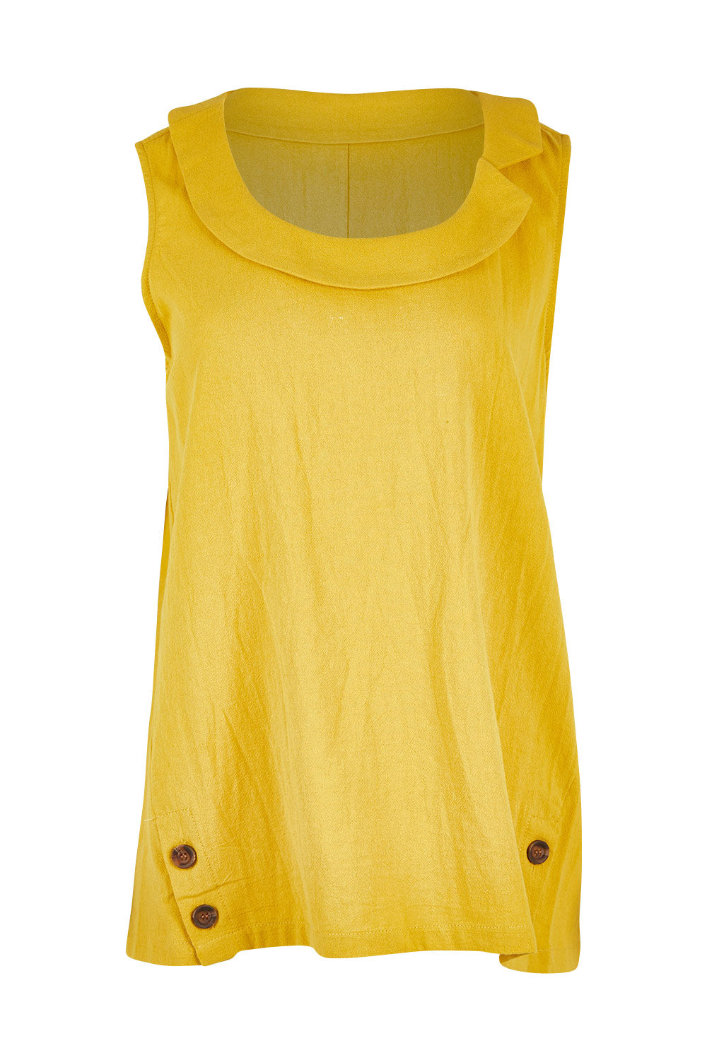 Product shot of the Upcycle Cowly Top in colour Sunflower, from the front