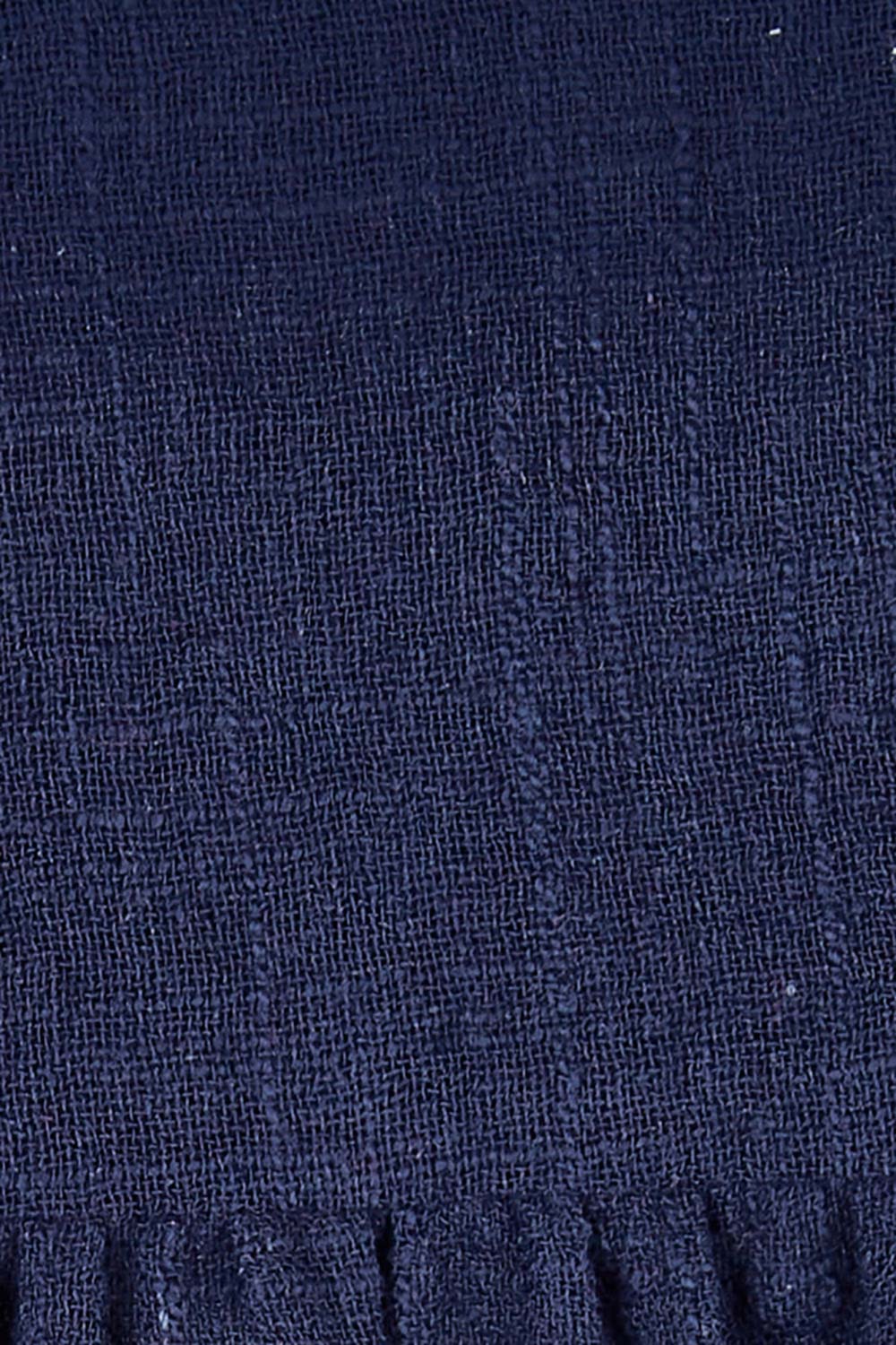 Product shot of the Ruffle Top in colour Navy (Blue), detail