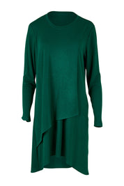 Product shot of the Overlay Tunic in colour Forest (Green), from the front