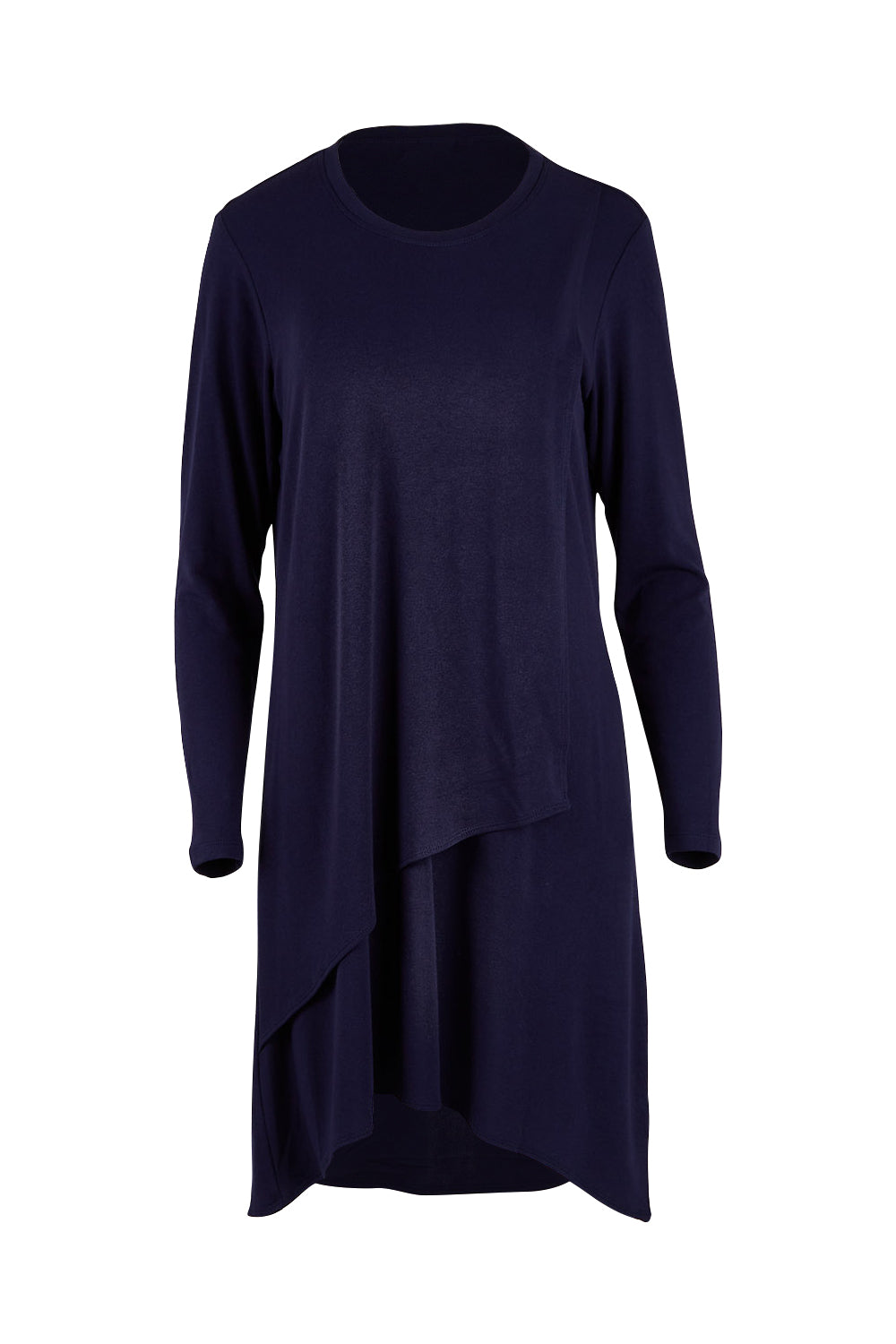 Product shot of the Overlay Tunic in colour Navy (Blue), from the front