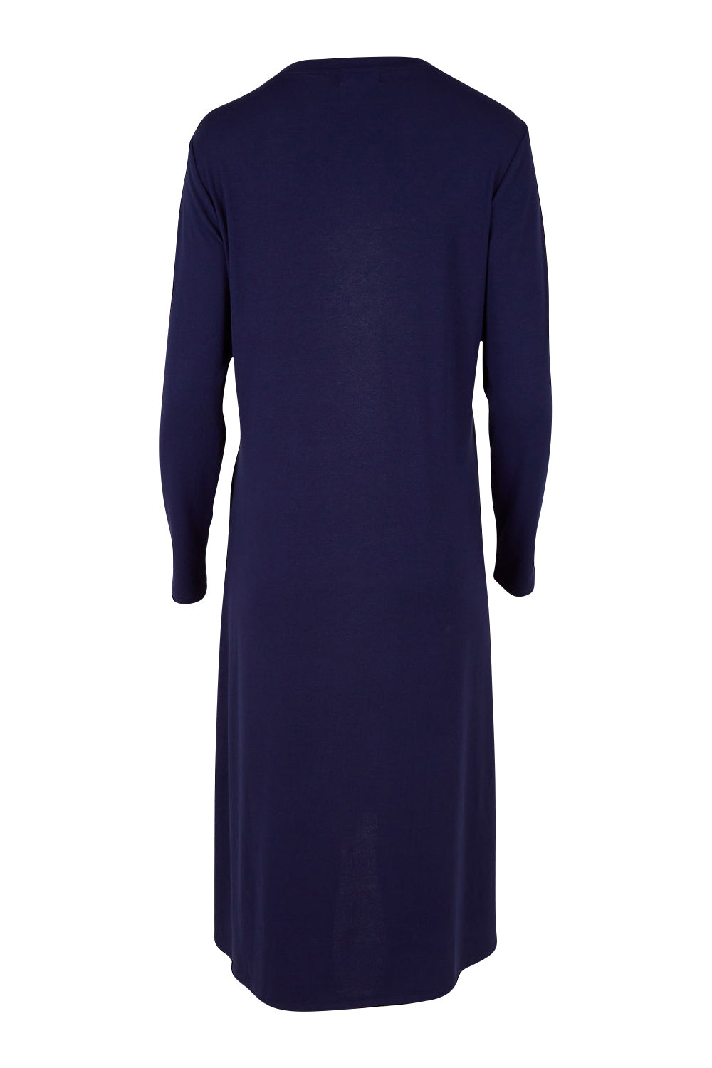 Product shot of the Overlay Dress in colour Navy (Blue), from the back