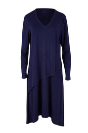 Product shot of the Overlay Dress in colour Navy (Blue), from the front