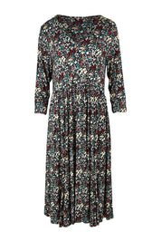 Product shot of the Jessie 3/4 Sleeve Dress in colour Ditsy (Blue), from the front