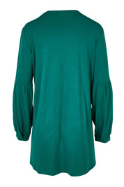 Product shot of the Hi Lo Knit Tunic in colour Forest (Green), from the back