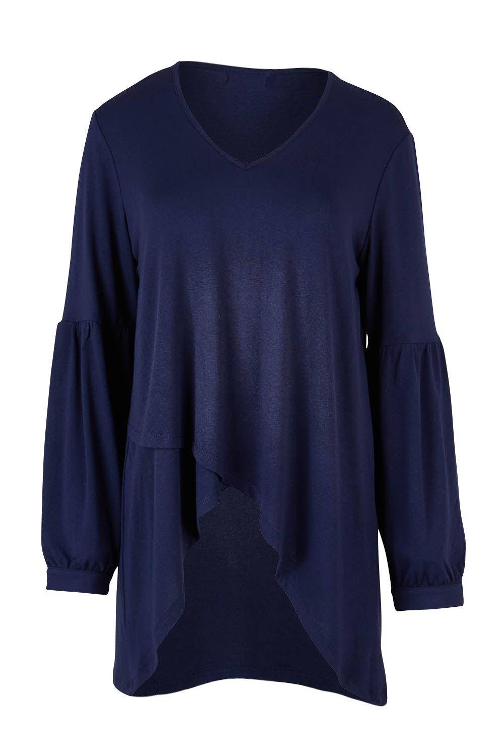 Product shot of the Hi Lo Knit Tunic in colour Navy (Blue), from the front