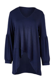 Product shot of the Hi Lo Knit Tunic in colour Navy (Blue), from the front