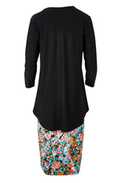 Product shot of the Forgiveness Long Dress in colour Blkfloral (Black), from the back