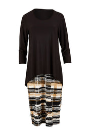 Product shot of the Forgiveness Long Dress in colour Camelblk (Black), from the front
