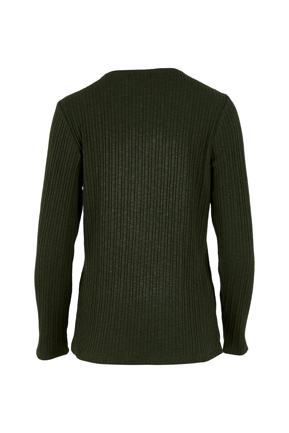 Product shot of the Free World Tee Top in colour Forest (Green), from the back