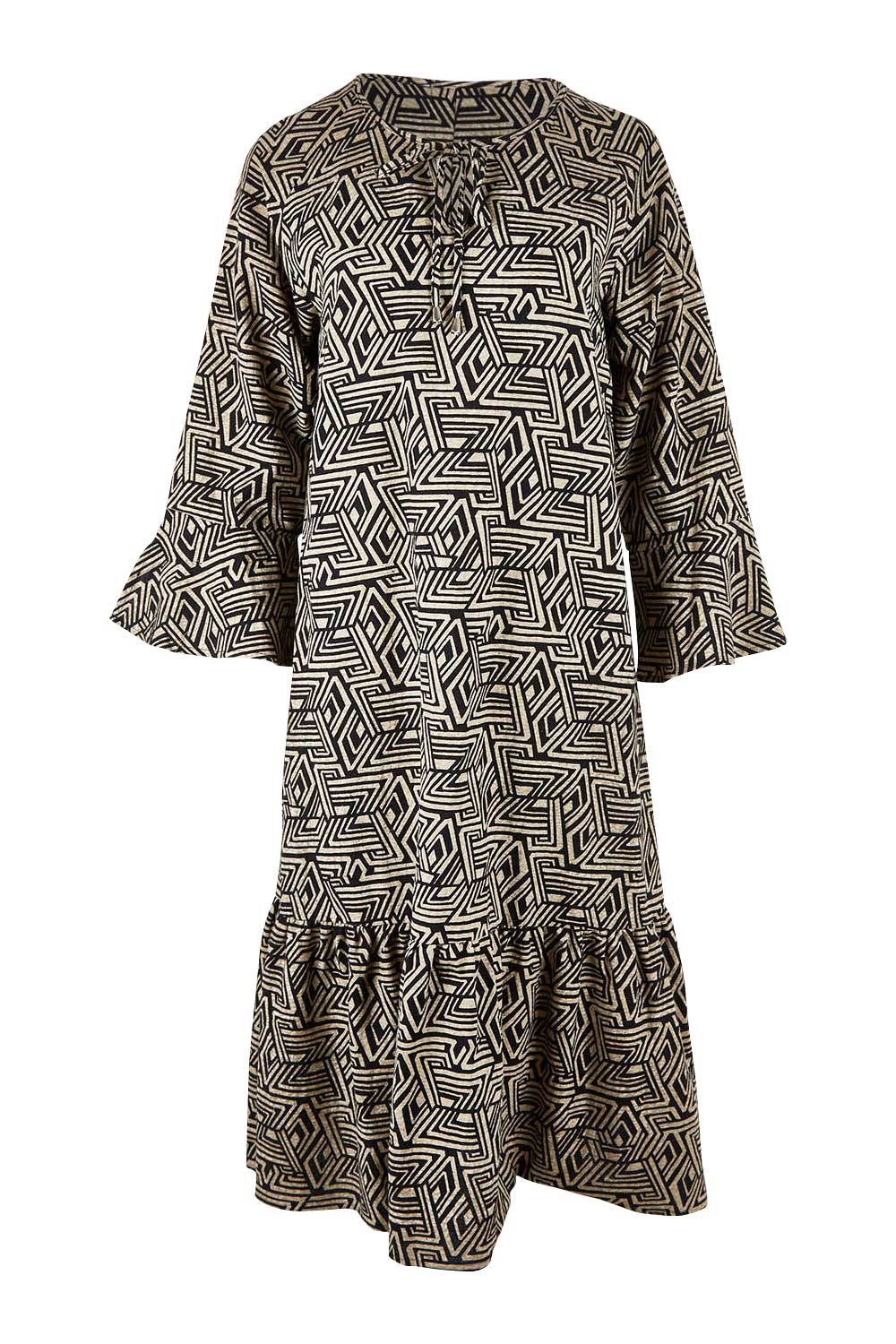 Product shot of the Elegantly Waisted Dress in colour Elegantly, from the front