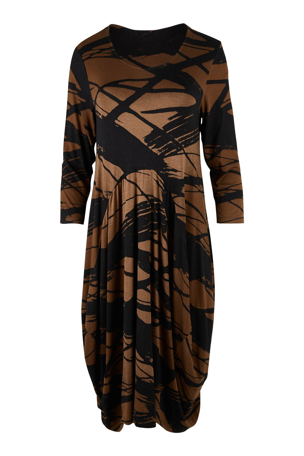 Product shot of the Bounce Dress in colour Mocha, from the front