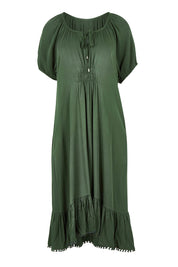 Product shot of the Lucy Core Dress in colour Khaki (Green), from the front