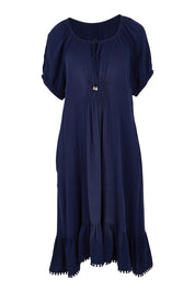 Product shot of the Lucy Core Dress in colour Navy (Blue), from the front