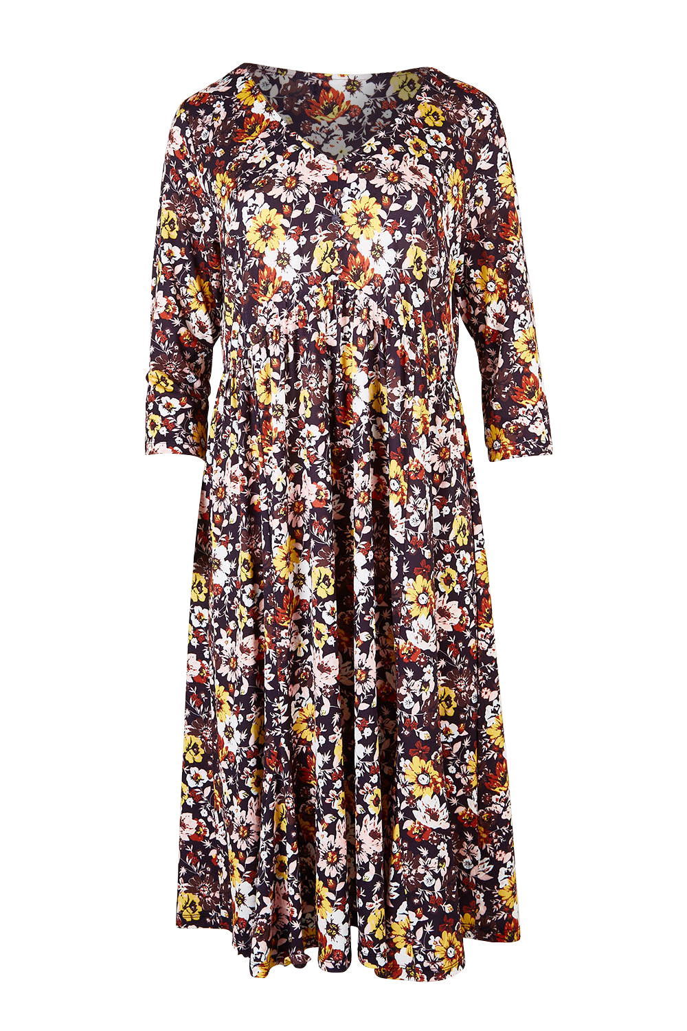 Product shot of the Jessie L/S Dress in colour Black (Black), from the front