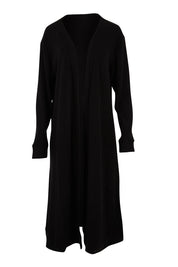Product shot of the Rachel Rib Duster in colour Black (Black), from the front